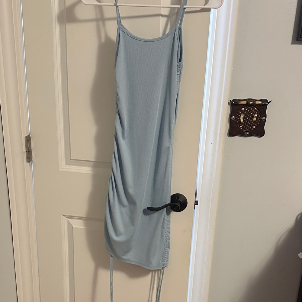 SHEIN Sky Blue Ruched Mini Dress